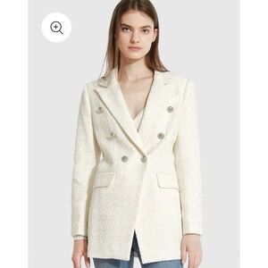 NEW Belle & Bloom Princess Polina Tweed Blazer In Cream Women's Size XL